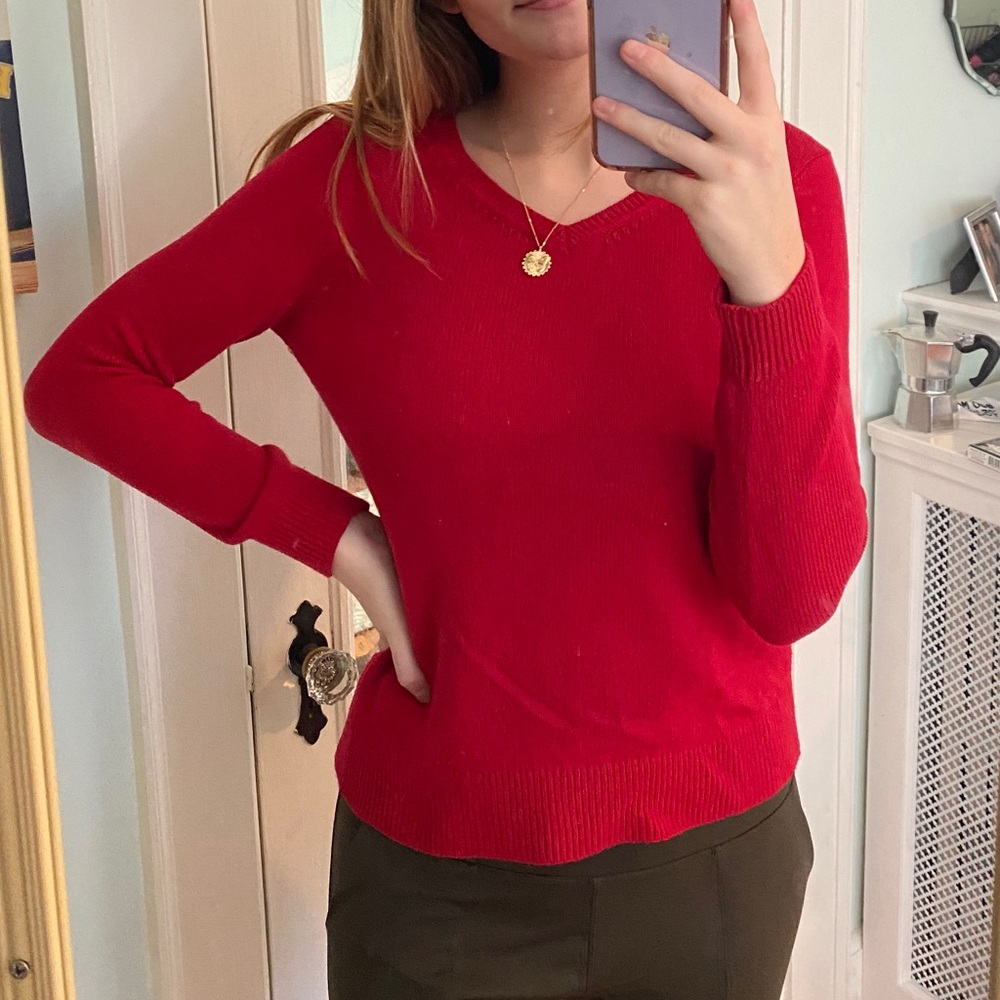 Lands End red sweater